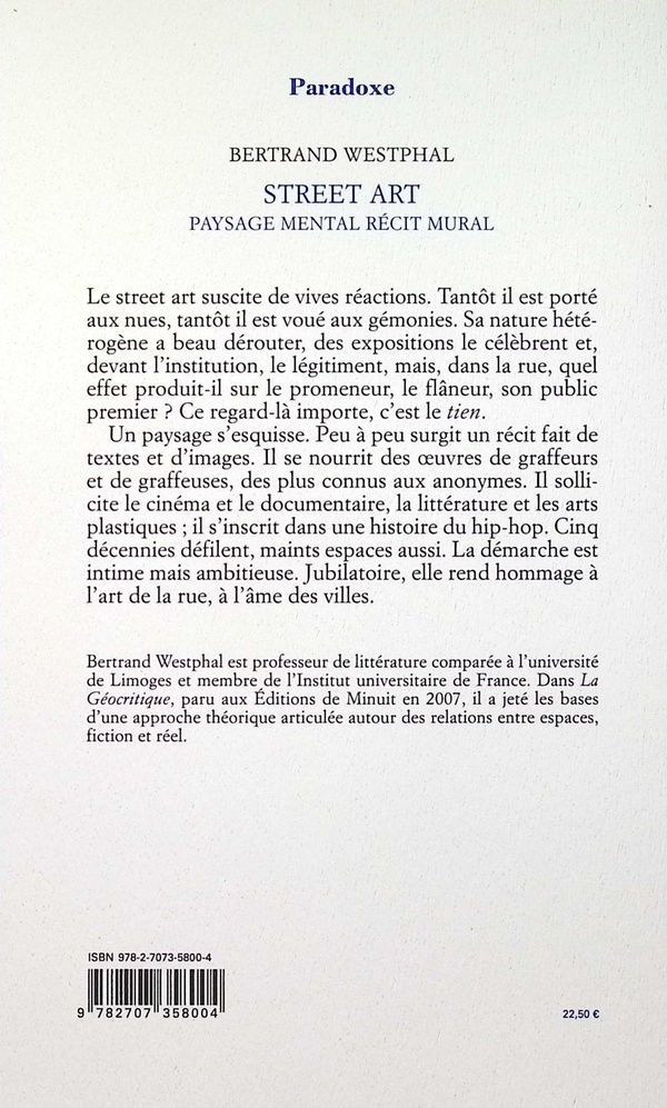 Quatrième de couverture de « Street art : paysage mental récit mural »