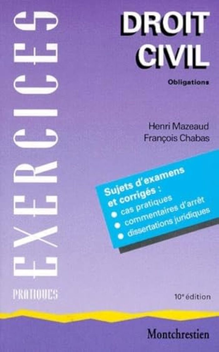 Couverture du livre « OBLIGATIONS. DROIT CIVIL - 10EME EDITION - VOL02 » de Chabas F. Mazeaud H., librairie Les Contes Infusés à Corte