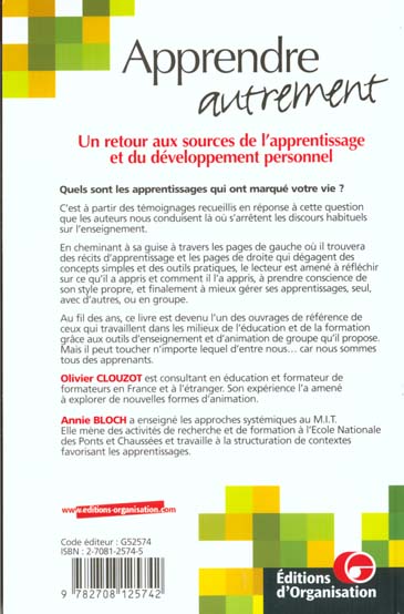 Quatrième de couverture de « APPRENDRE AUTREMENT »
