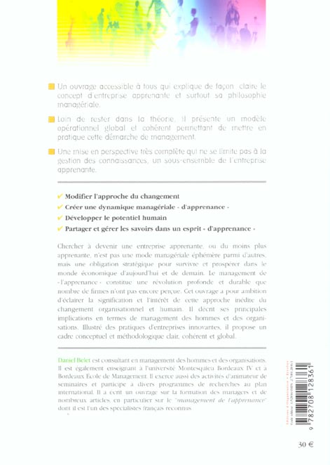 Quatrième de couverture de « DEVENIR UNE VRAIE ENTREPRISE APPRENANTE - LES MEILLEURES PRATIQUES »