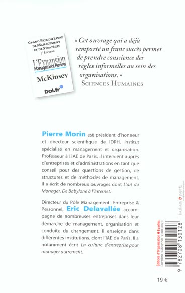 Quatrième de couverture de « LE MANAGER A L'ECOUTE DU SOCIOLOGUE »