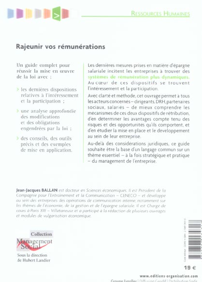 Quatrième de couverture de « L'INTERESSEMENT ET LA PARTICIPATION A LA PORTEE DE TOUS - MODERNISEZ VOTRE POLITIQUE DE REMUNERATION »