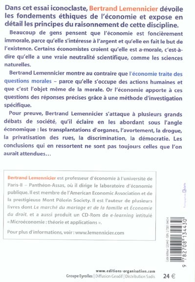 Quatrième de couverture de « LA MORALE FACE A L'ECONOMIE »