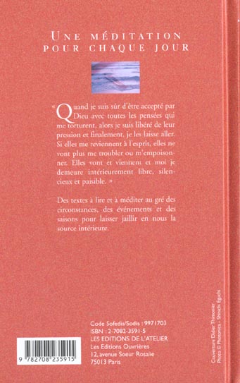 Quatrième de couverture de « UNE MEDITATION POUR CHAQUE JOUR »