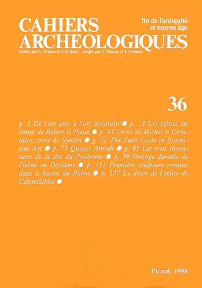 Couverture du livre « CAHIERS ARCHEOLOGIQUES, N 36 - FIN DE L'ANTIQUITE ET DU MOYEN AGE » de Collectif, librairie Les Contes Infusés à Corte