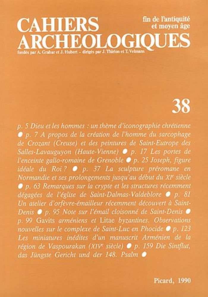 Couverture du livre « CAHIERS ARCHEOLOGIQUES, N 38 - FIN DE L'ANTIQUITE ET DU MOYEN AGE » de Collectif, librairie Les Contes Infusés à Corte