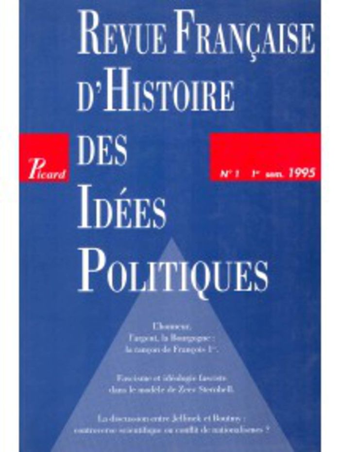 Couverture du livre « REVUE FRANCAISE D'HISTOIRE DES IDEES POLITIQUES - 1 - VOL01 » de Xxx, librairie Les Contes Infusés à Corte