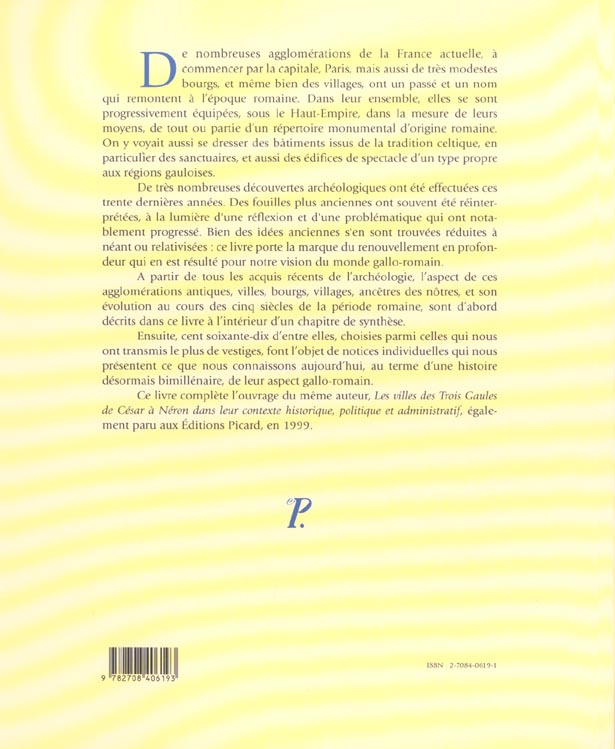 Quatrième de couverture de « ATLAS DES VILLES, BOURGS, VILLAGES DE FRANCE AU PASSE ROMAIN »