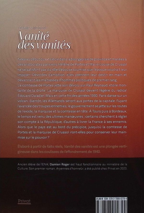 Quatrième de couverture de « Vanité des vanités : roman »