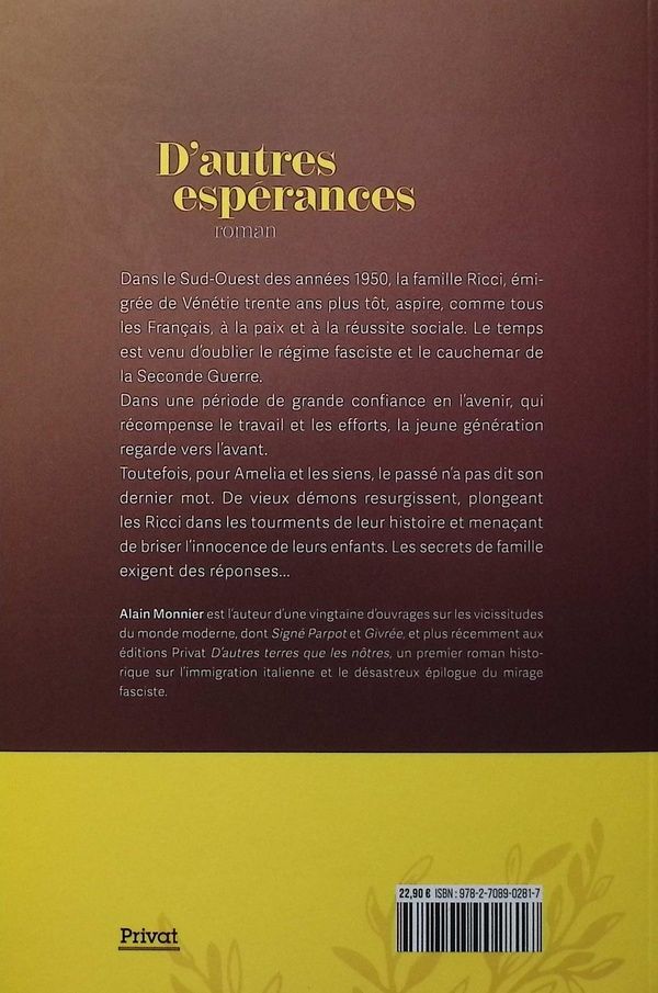 Quatrième de couverture de « D'autres espérances : roman »