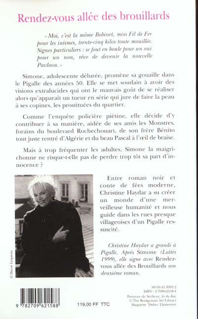 Quatrième de couverture de « RENDEZ-VOUS ALLEE DES BROUILLARDS »