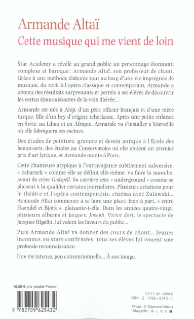 Quatrième de couverture de « CETTE MUSIQUE QUI ME VIENT DE LOIN »