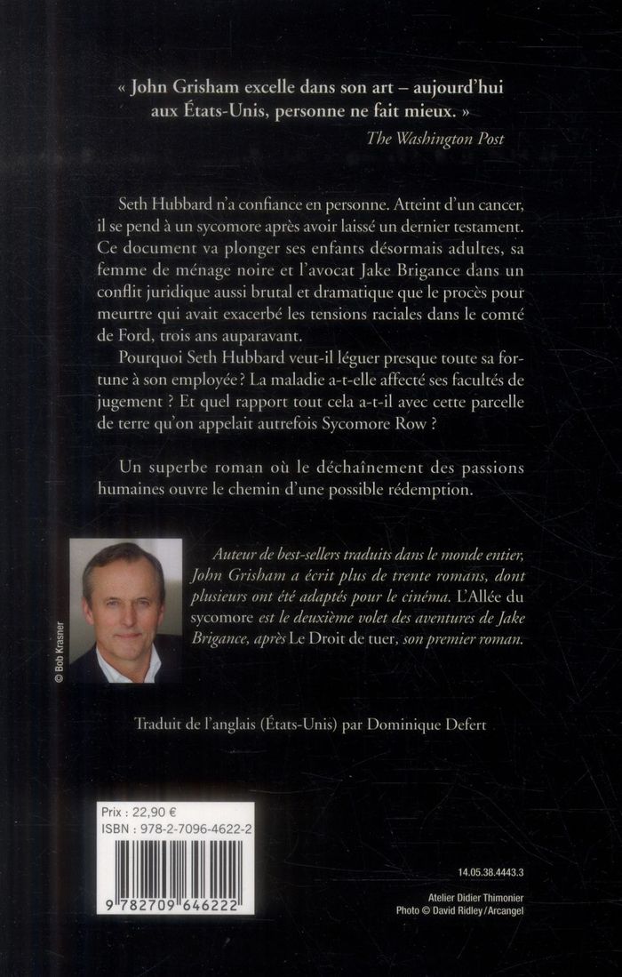 Quatrième de couverture de « L'allée du sycomore : roman »
