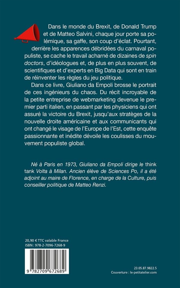 Quatrième de couverture de « LES INGENIEURS DU CHAOS - NOUVELLE EDITION »