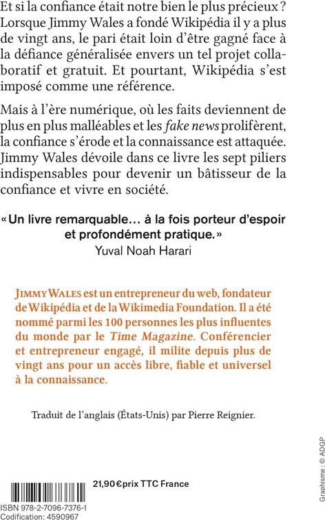 Quatrième de couverture de « Les sept piliers de la confiance : les clefs de notre pouvoir le plus précieux »