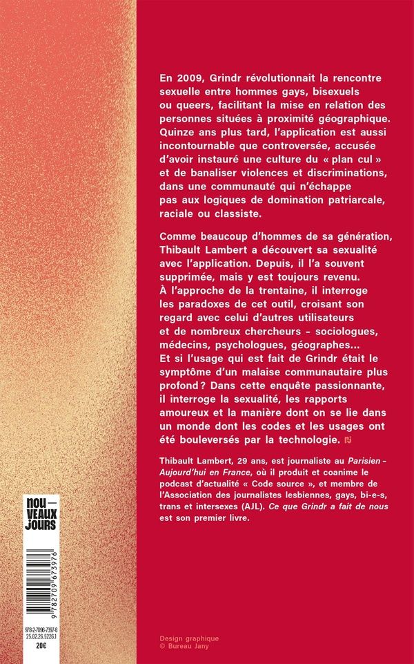 Quatrième de couverture de « Ce que Grindr a fait de nous : amours et sexualité à l'ère des applications de rencontre »