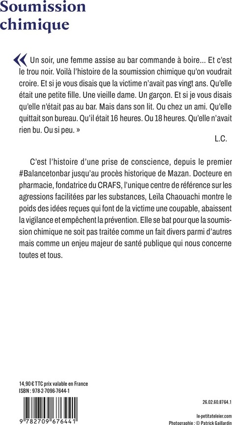 Quatrième de couverture de « Soumission chimique : pour en finir avec les idées reçues »