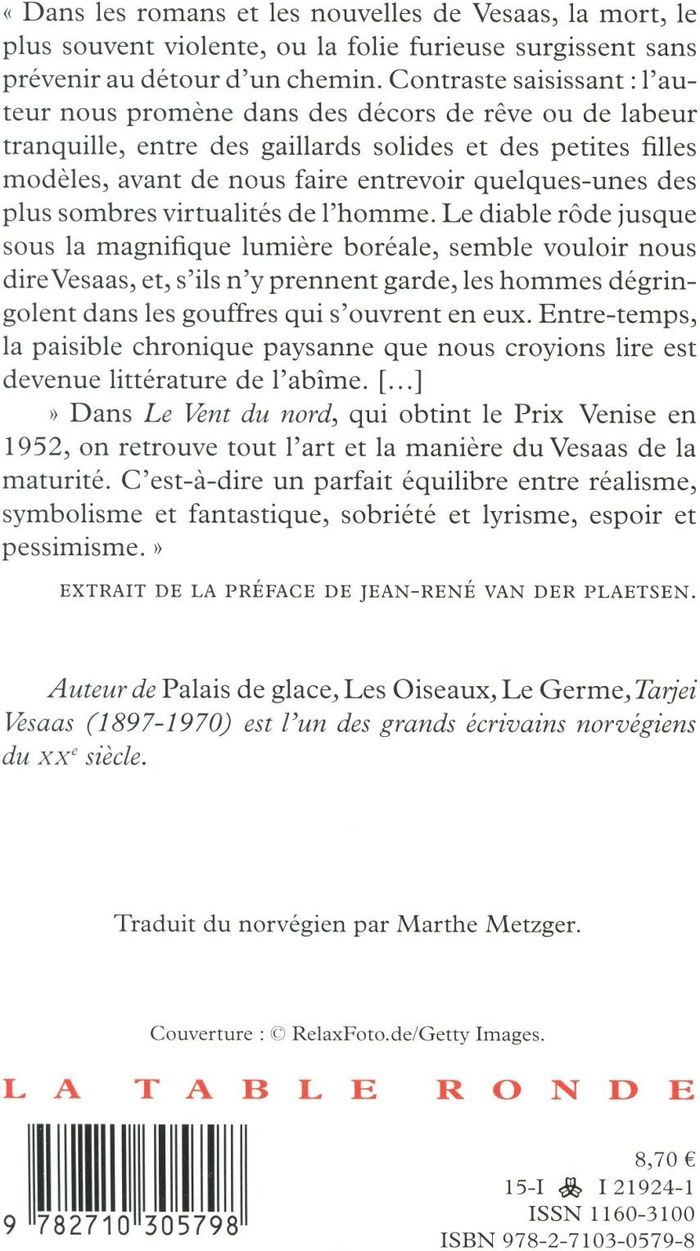 Quatrième de couverture de « LE VENT DU NORD »