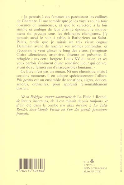 Quatrième de couverture de « PLIS PERDUS »