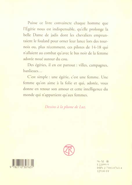 Quatrième de couverture de « EGERIE LEGERE »