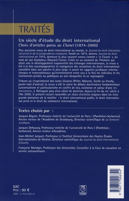 Quatrième de couverture de « UN SIECLE D ETUDE DU DROIT INTERNATIONAL »