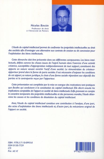 Quatrième de couverture de « LE CAPITAL INTELLECTUEL »