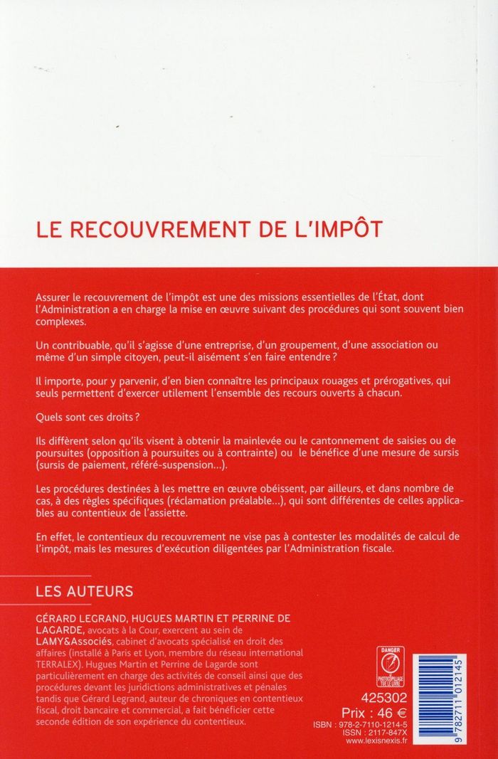 Quatrième de couverture de « LE RECOUVREMENT DE L IMPOT »