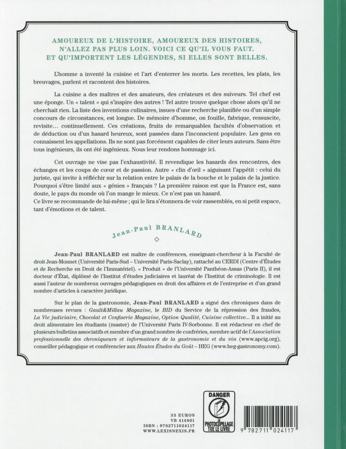 Quatrième de couverture de « PETIT LEXIQUE DES GRANDES INVENTIONS DE LA GASTRONOMIE »