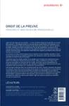 Quatrième de couverture de « DROIT DE LA PREUVE »