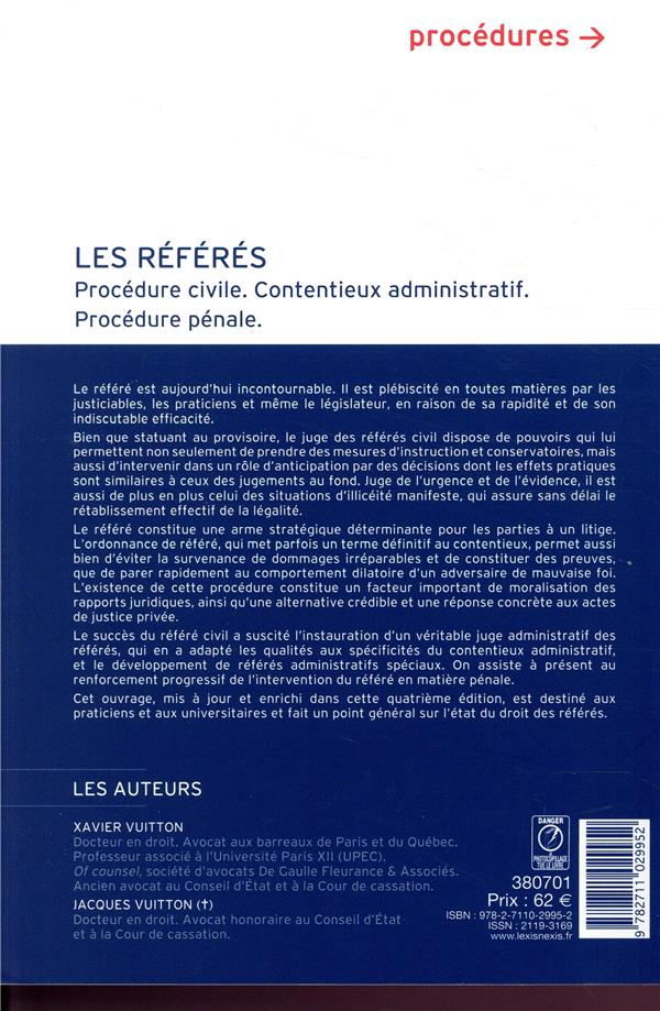Quatrième de couverture de « LES REFERES »