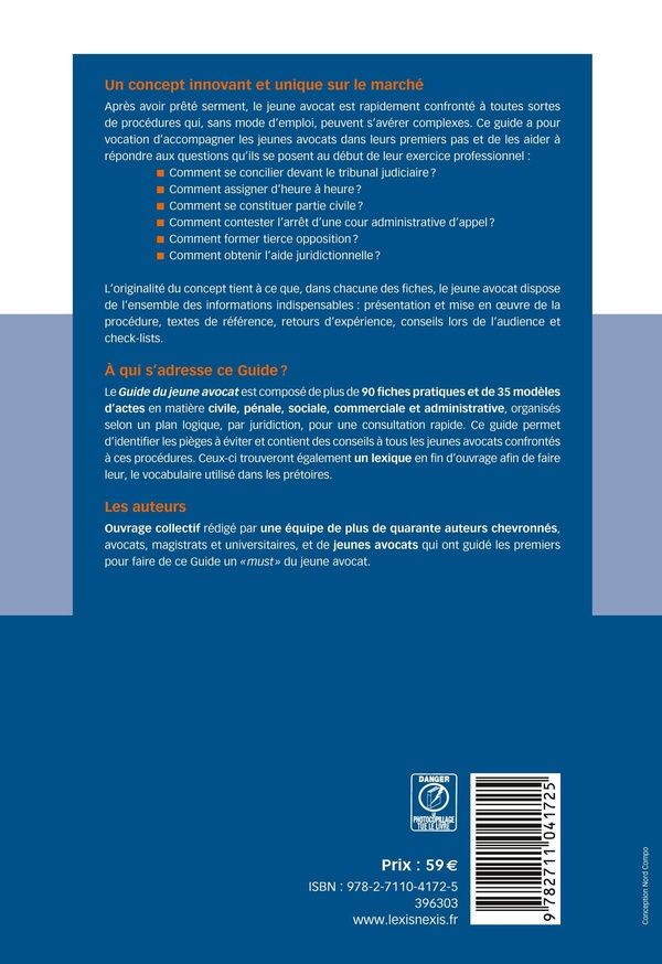 Quatrième de couverture de « Guide du jeune avocat, 25-26 »