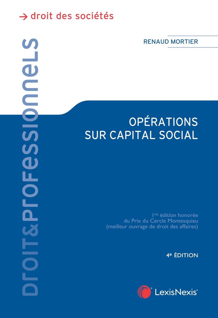 Couverture du livre « Opérations sur capital social : augmentations et réductions de capital » de Renaud Mortier, librairie Les Contes Infusés à Corte