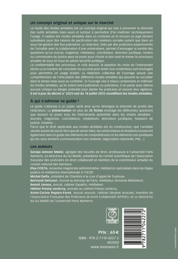 Quatrième de couverture de « Guide des modes amiables de résolution des différends »