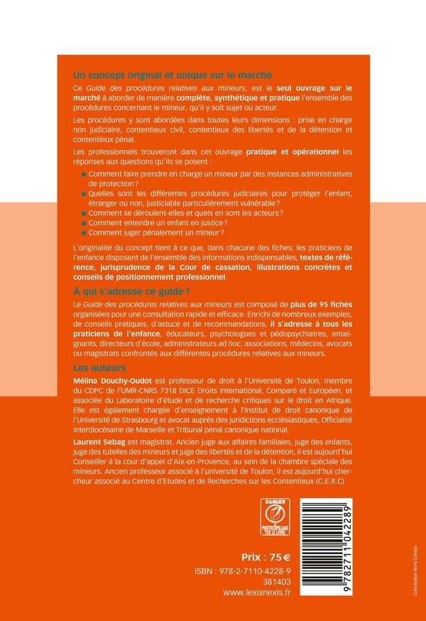 Quatrième de couverture de « Guide des procédures relatives aux mineurs, 2025-2026 »
