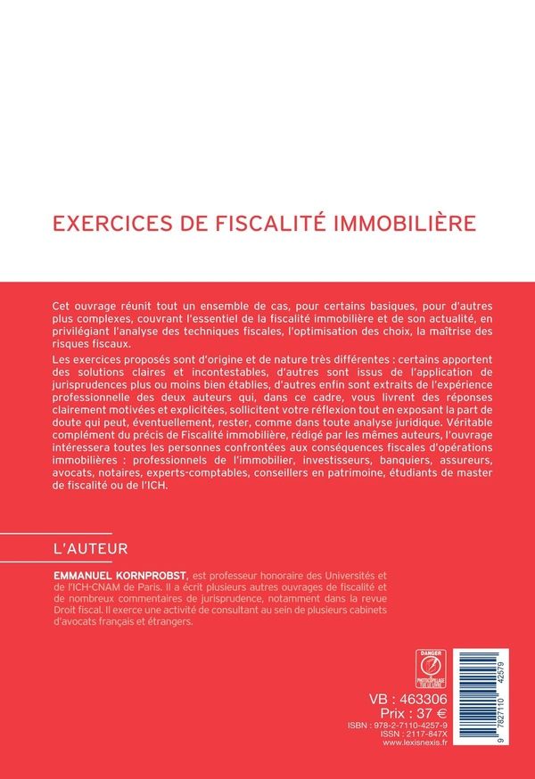 Quatrième de couverture de « Exercices de fiscalité immobilière »