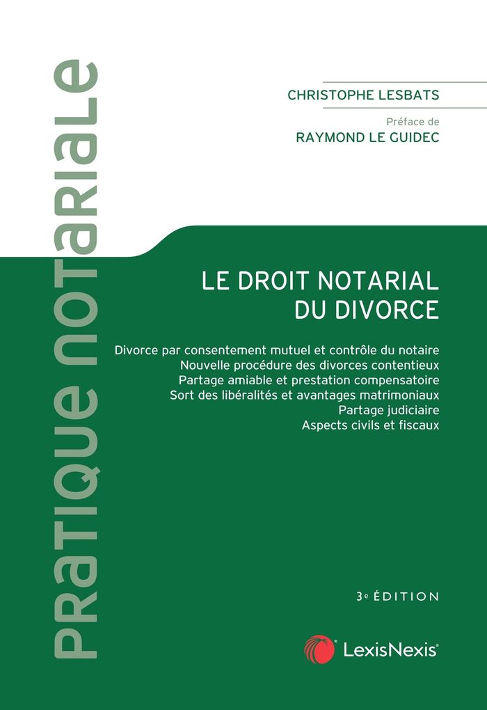Couverture du livre « Le droit notarial du divorce » de Christophe Lesbats, librairie Les Contes Infusés à Corte