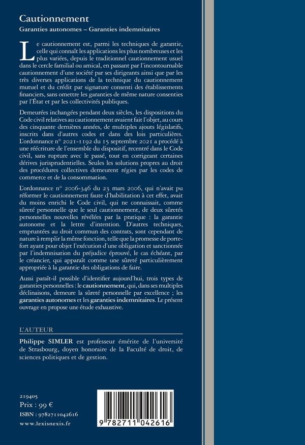 Quatrième de couverture de « Cautionnement : garanties autonomes, garanties indemnitaires »