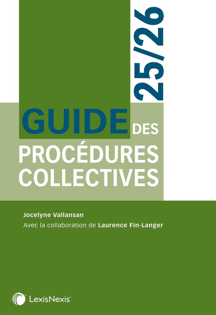 Couverture du livre « Guide des procédures collectives, 2025-2026 » de Jocelyne Vallansan, librairie Les Contes Infusés à Corte