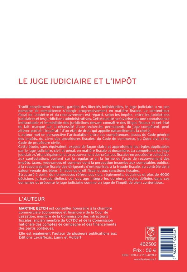 Quatrième de couverture de « Le juge judiciaire et l'impôt »
