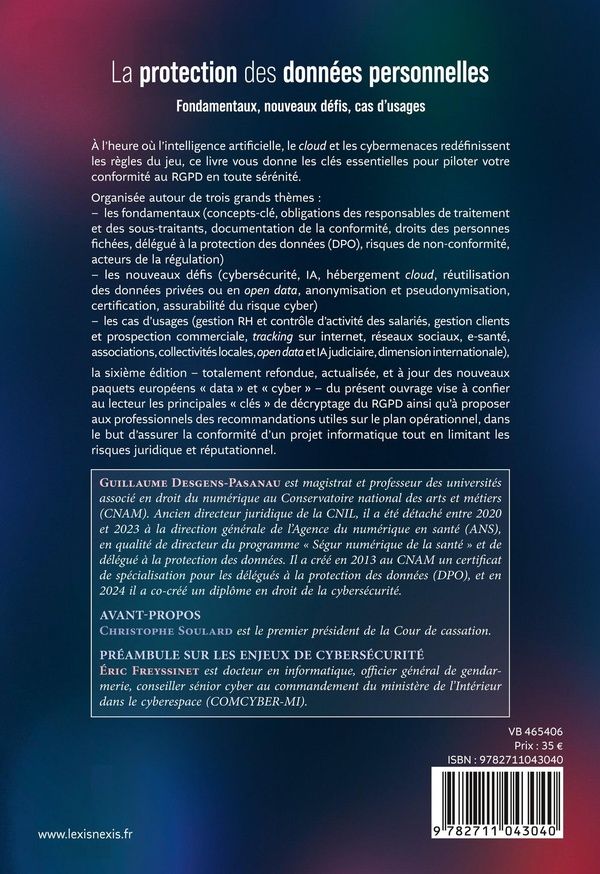 Quatrième de couverture de « La protection des données personnelles : fondamentaux, nouveaux défis, cas d'usages »