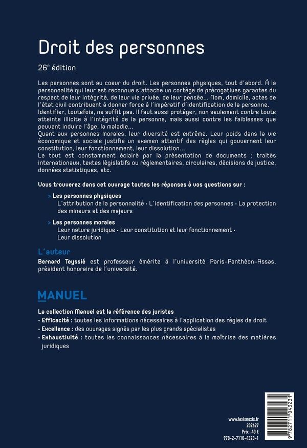 Quatrième de couverture de « Droit des personnes »