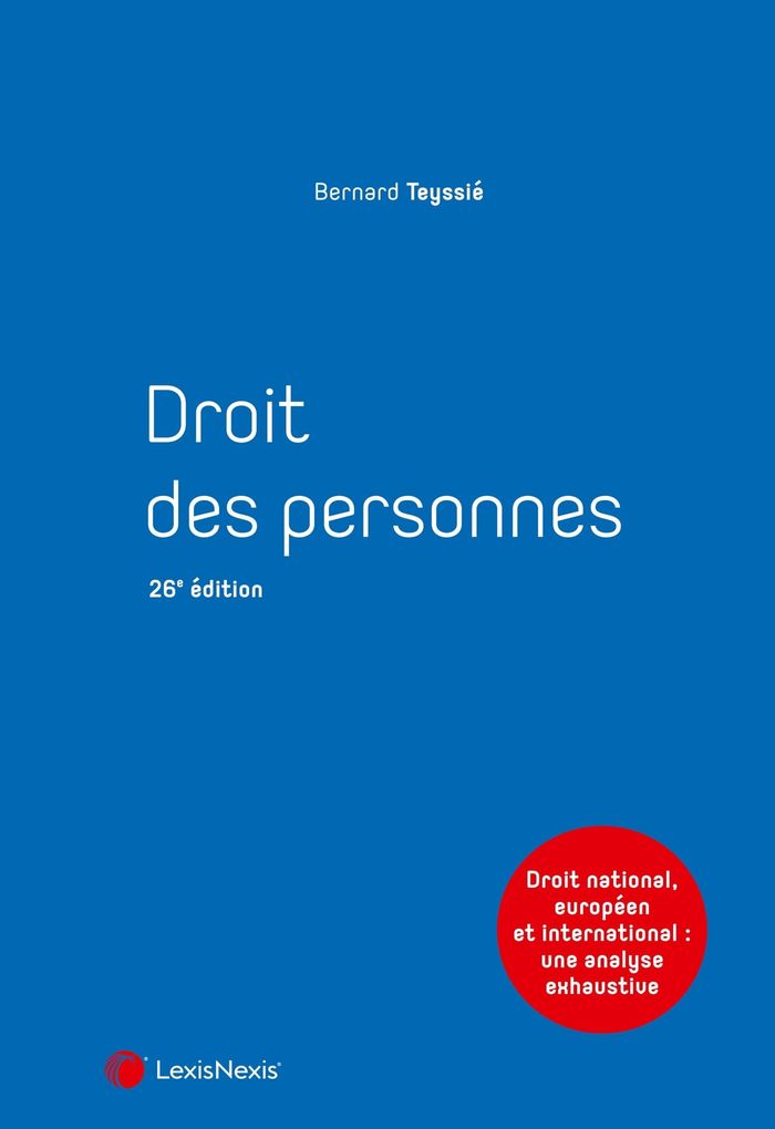 Couverture du livre « Droit des personnes » de Bernard Teyssié, librairie Les Contes Infusés à Corte