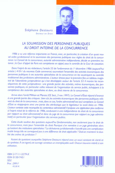 Quatrième de couverture de « LA SOUMISSION DES PERSONNES PUBLIQUES AU DROIT INTERNE DE LA CONCURRENCE »