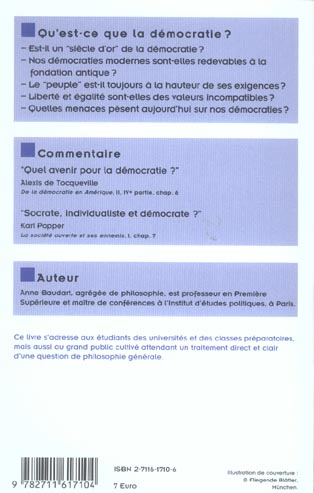 Quatrième de couverture de « QU'EST-CE QUE LA DEMOCRATIE? »