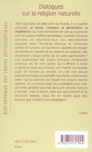 Quatrième de couverture de « DIALOGUES SUR LA RELIGION NATURELLE »