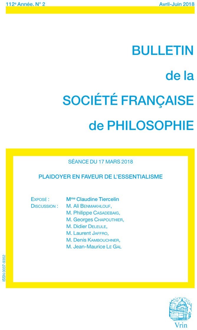 Couverture du livre « PLAIDOYER EN FAVEUR DE L ESSENTIALISME » de Tiercelin, librairie Les Contes Infusés à Corte