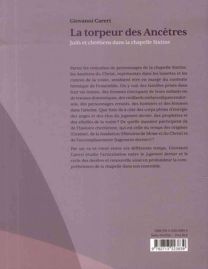 Quatrième de couverture de « TORPEUR DES ANCETRES - JUIFS ET CHRETIENS DANS LA CHAPELLE S »
