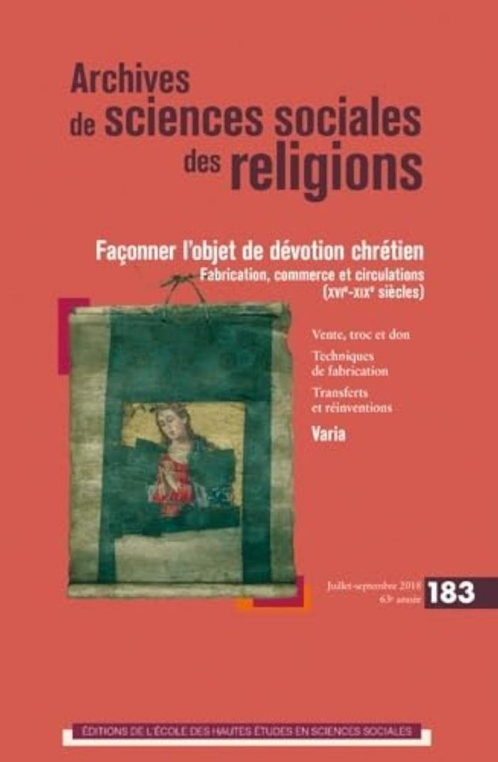 Couverture du livre « ARCHIVES DE SCIENCES SOCIALES DES RELIGIONS 183 - FACONNER L » de Collectif, librairie Les Contes Infusés à Corte