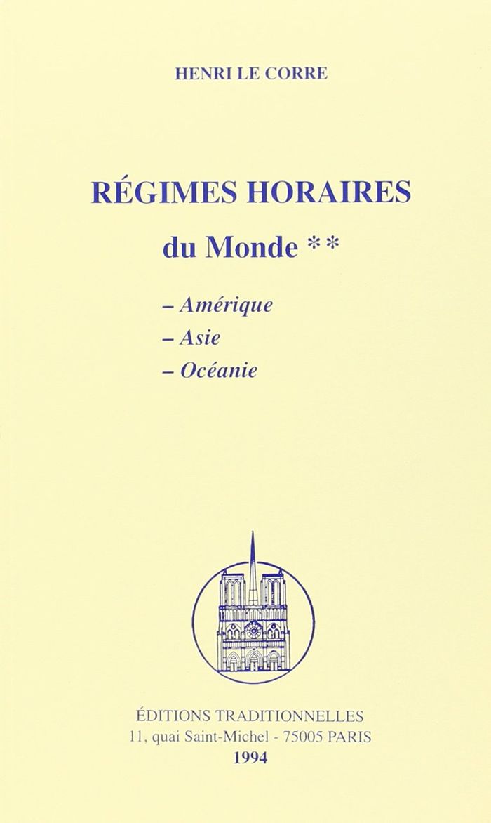 Couverture du livre « REGIMES HORAIRES POUR LES AUTR » de Xxx, librairie Les Contes Infusés à Corte