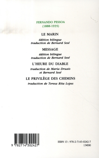 Quatrième de couverture de « LE MARIN »
